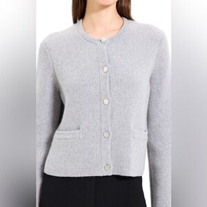 New Cashmere & wool Theory cardigan jacket knitwear grey soft L quiet luxury